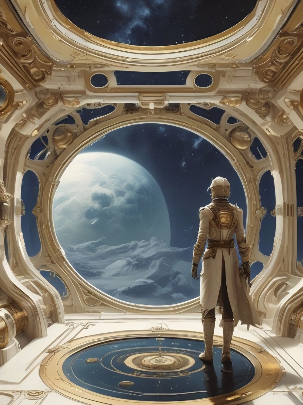 Orbitary Vista Art Print in Gold and Cream